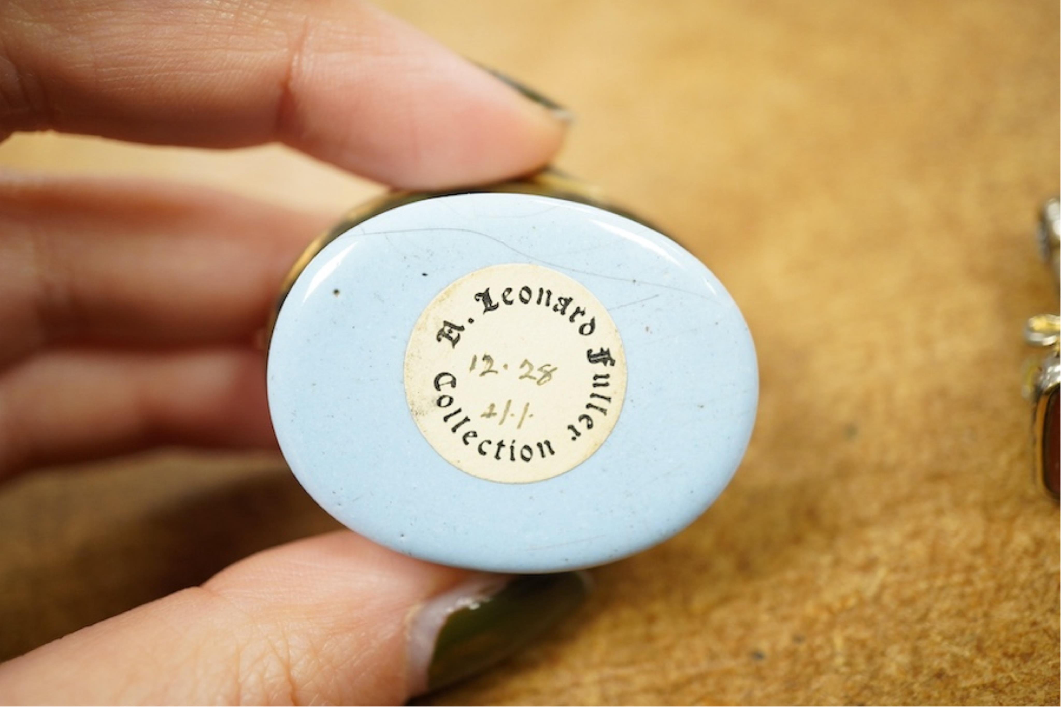 A Georgian enamelled patch box and a fob seal. Condition - fair